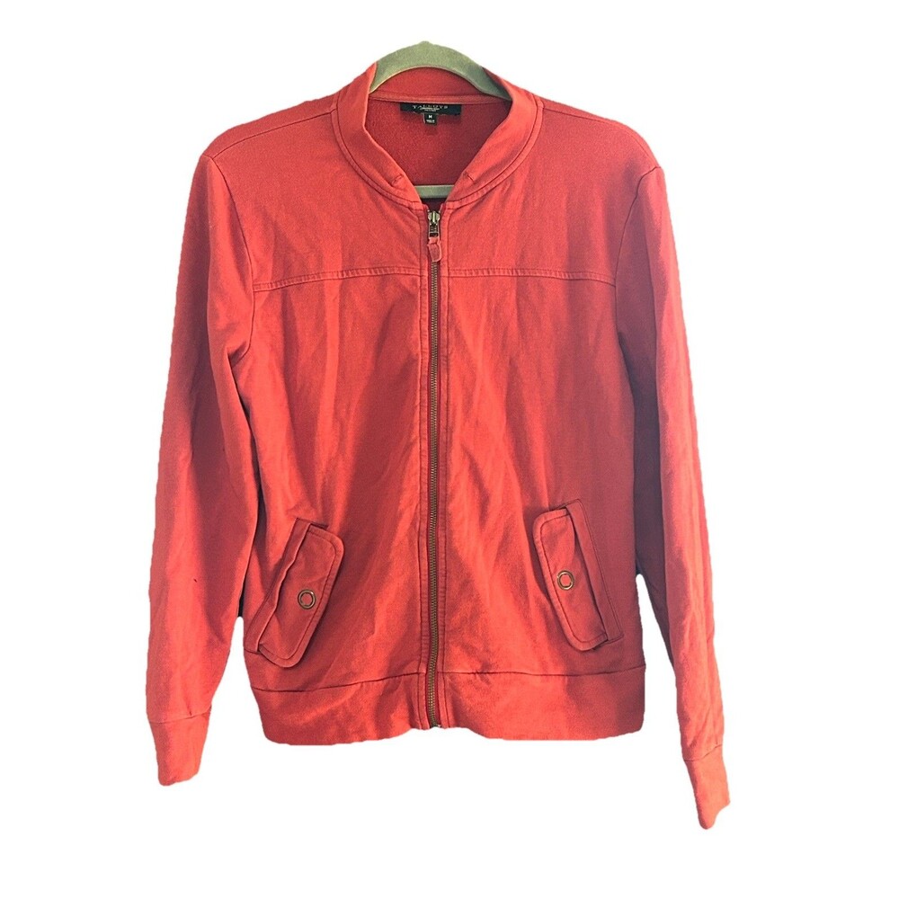 Talbots Red Jacket Petite Medium Full Zip Long Sleeve Pockets Casual Comfort